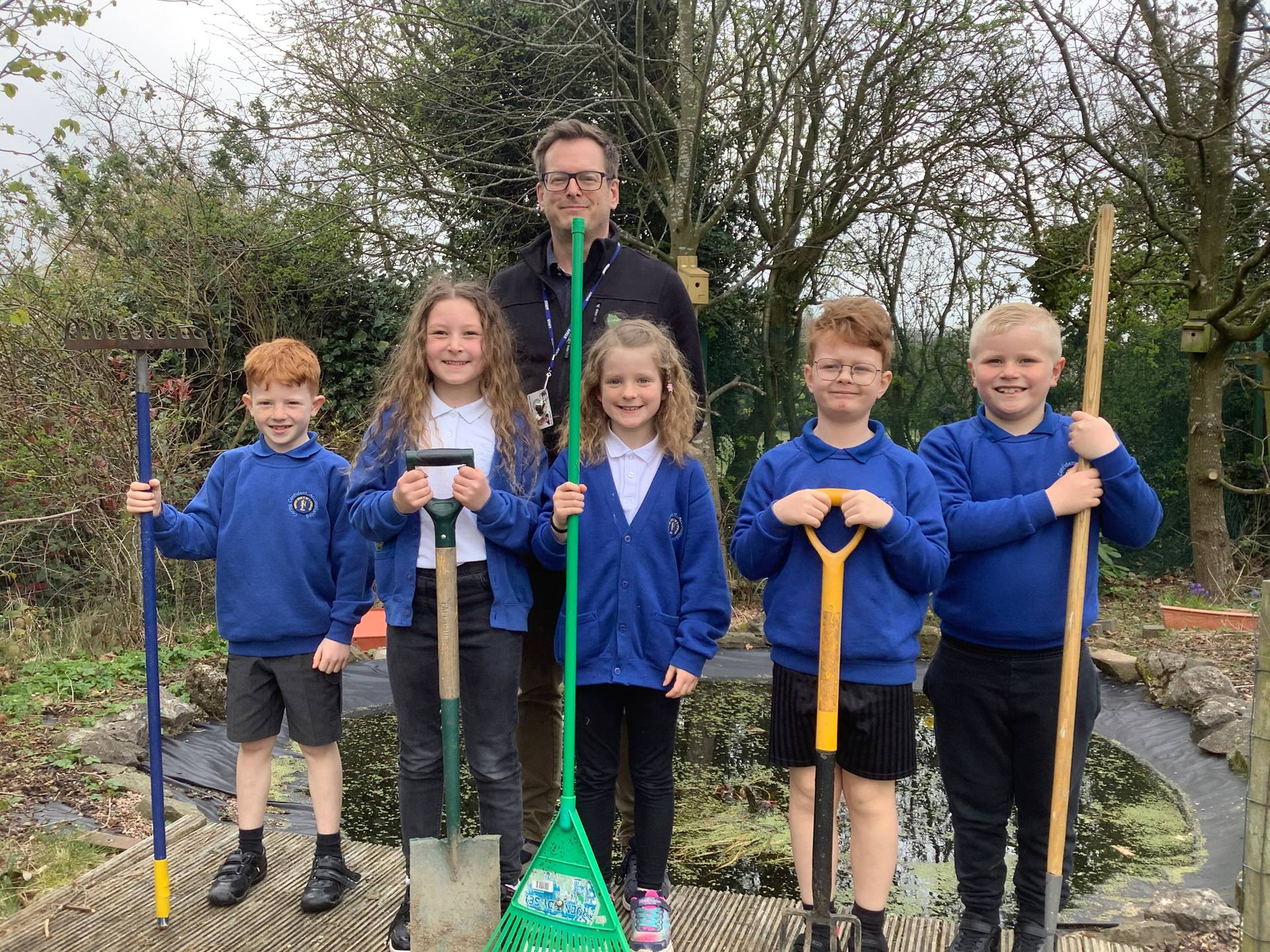 The Pond Cleaning Club was created to clean up the pond and make it a more welcoming space for students and wildlife. Credit: Norton Free C of E Primary School.