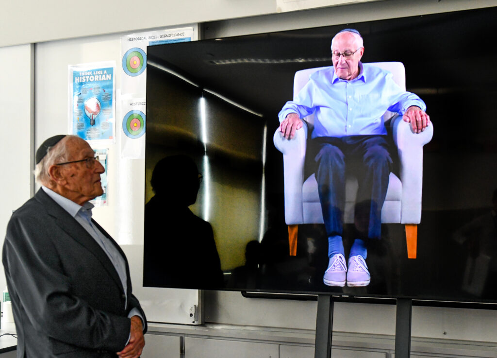 Manfred Goldberg interacts with his virtual testimony