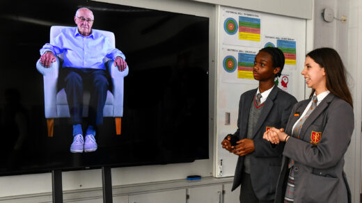 Students interact with Manfred's virtual testimony