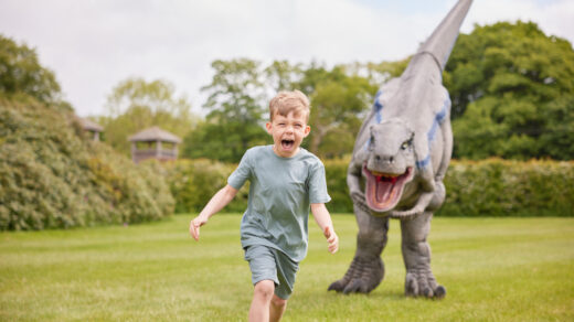 Child with dinosaur