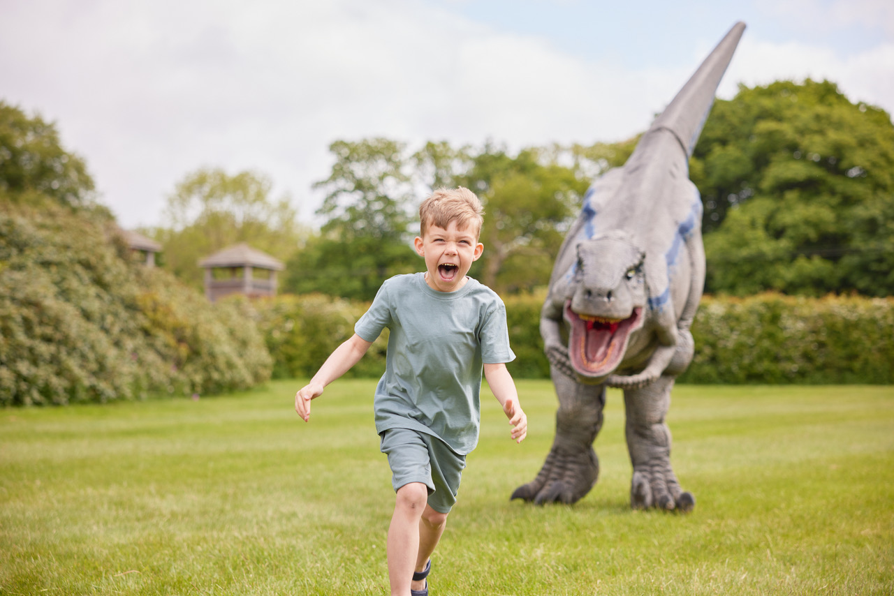 Child with dinosaur