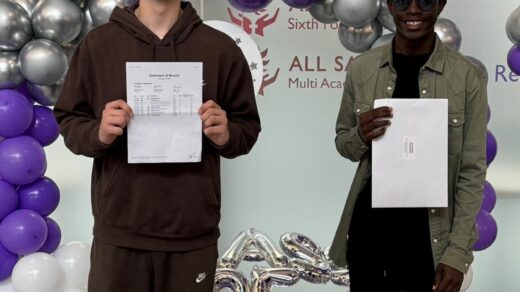 Bolu (right) with a fellow student from The Academy of St Nicholas