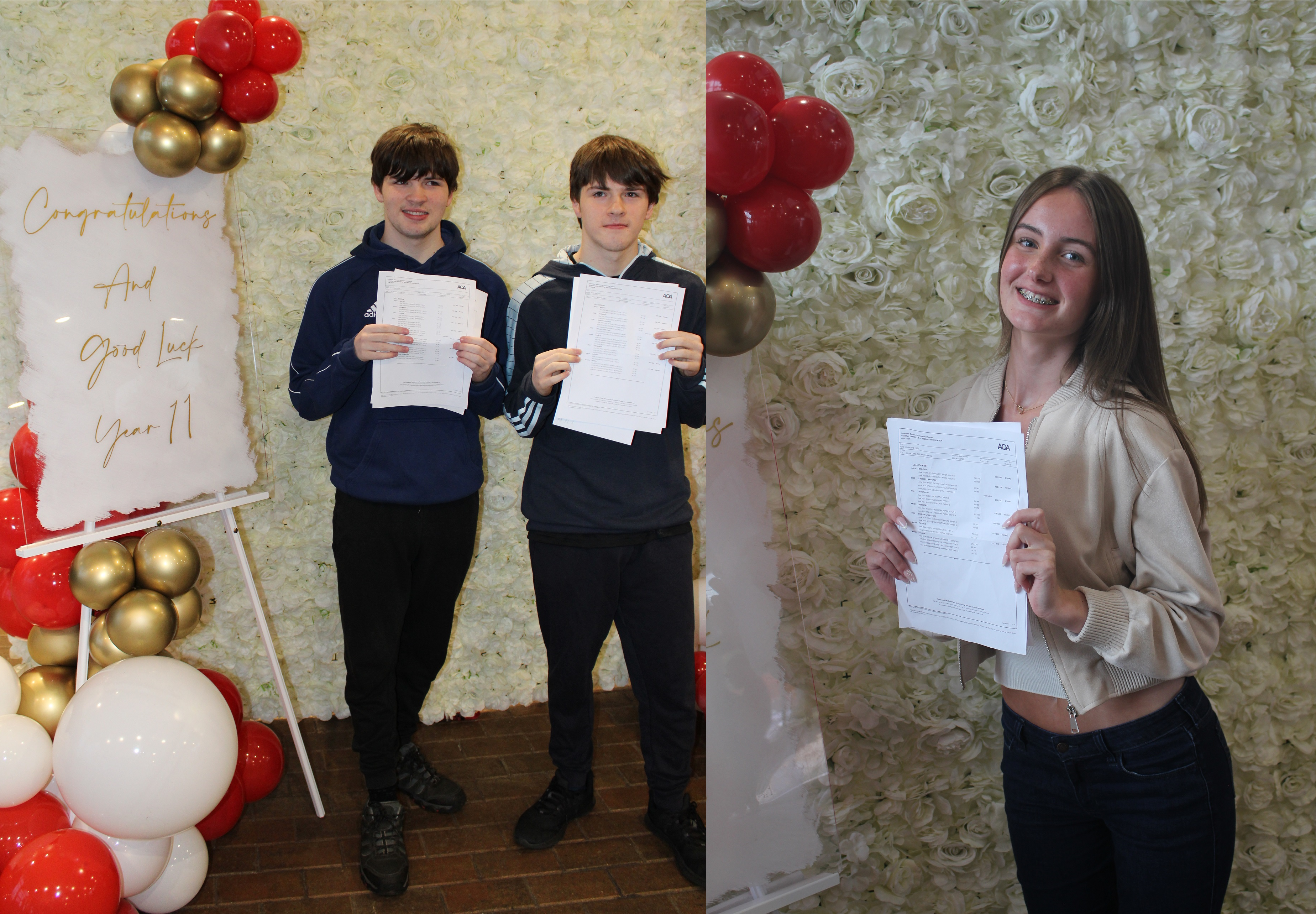 Twins Henry and Alistair Ballad, and Charlotte, from Rainford High