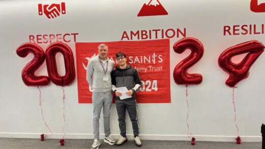 Student Melad (right) and Mr Grant Sibbald (left) from All Saints Sixth Form College, Garston