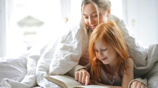 Child and parent reading