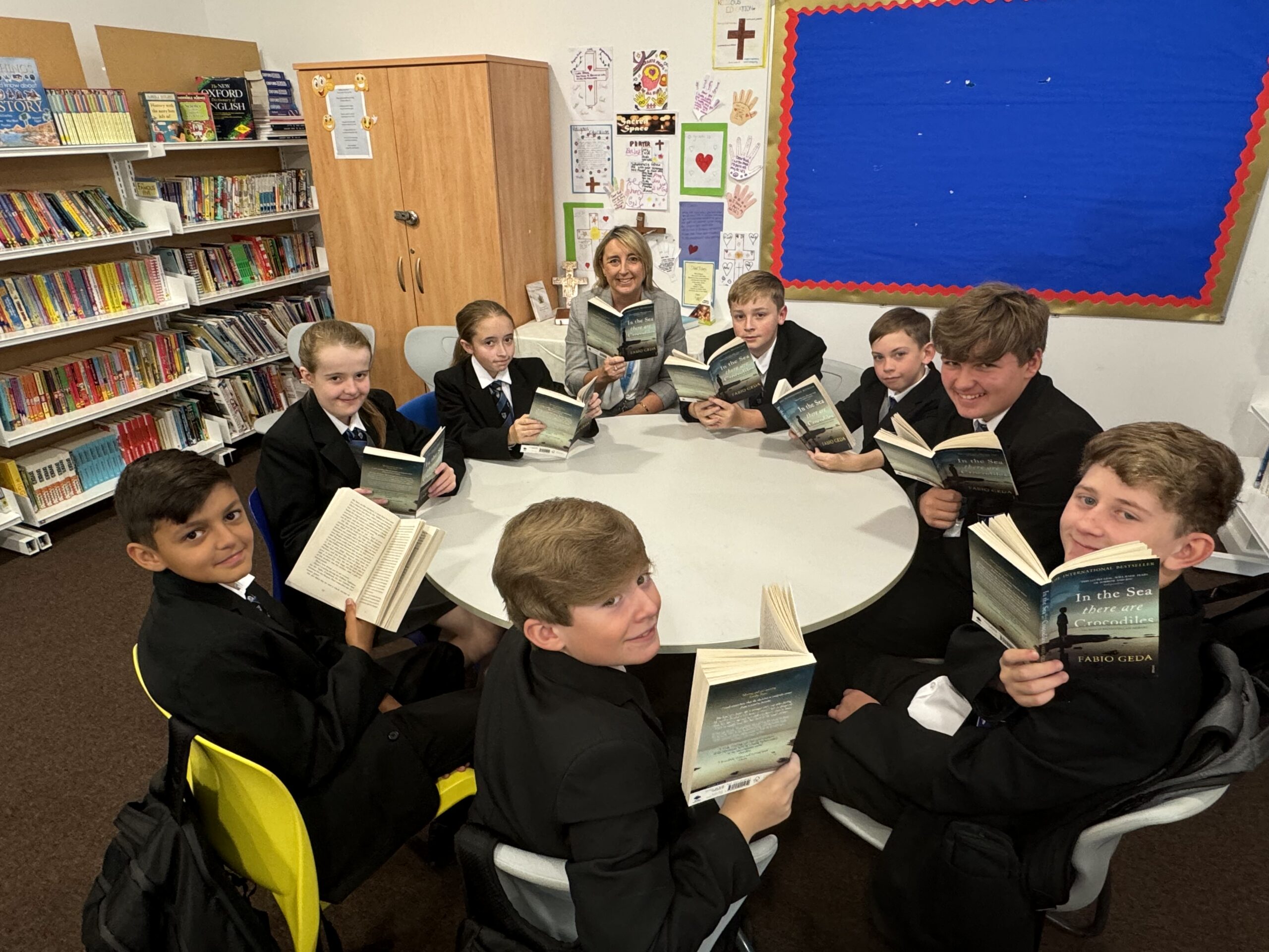 A group of students with books