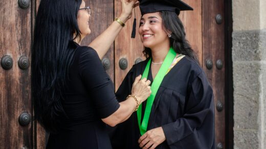 Uni graduate with parent