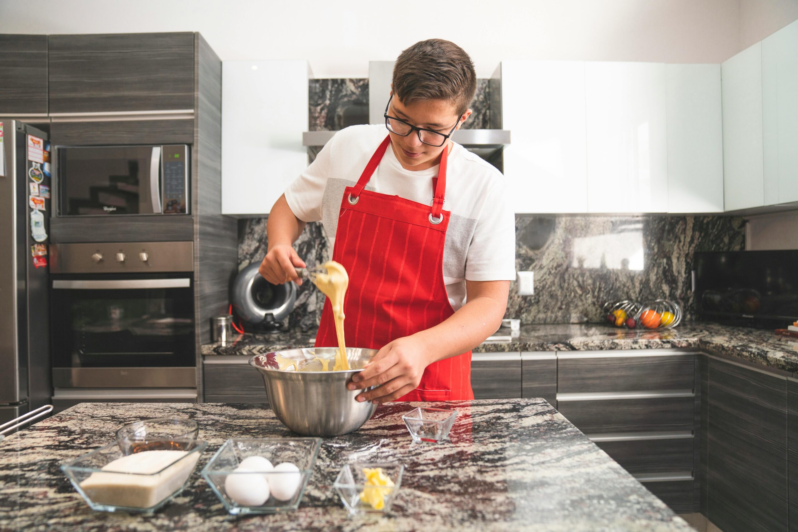 Teenager cooking