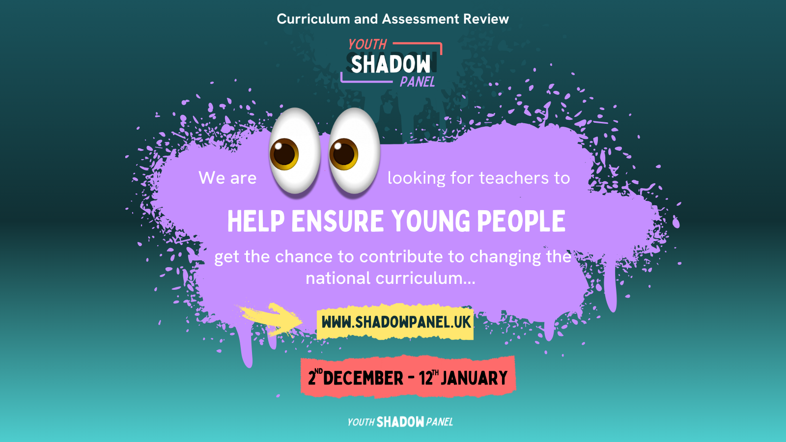 We're looking for teachers - shadow curriculum assessment