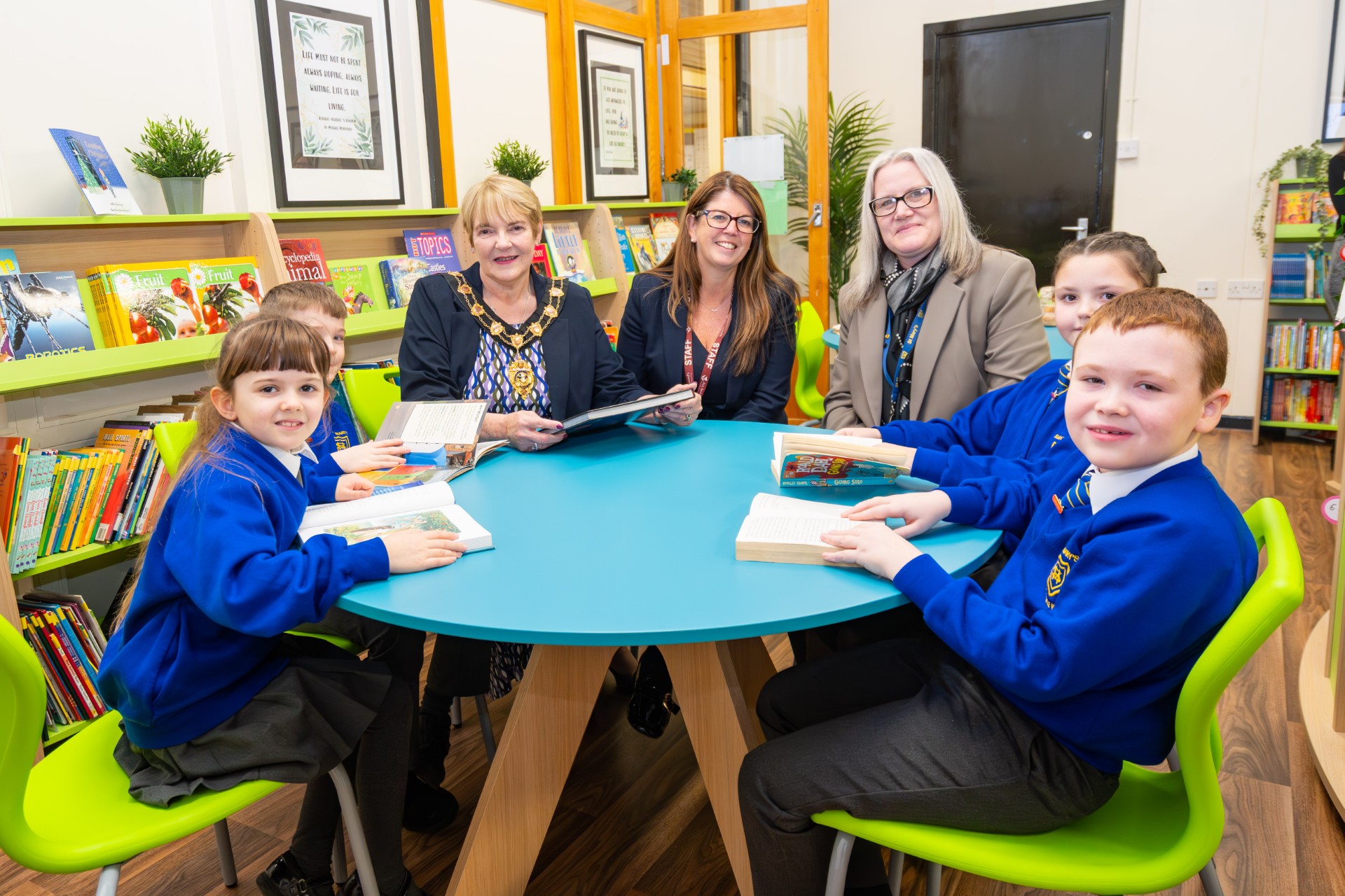 (L-R) Mayor of St Helens Cllr Jeanette Banks, CEO of All Saints Multi Academy Trust, Heather Duggan, and Samantha Birchall, executive headteacher of St Mary's