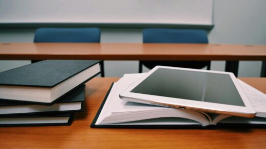 Laptop and books